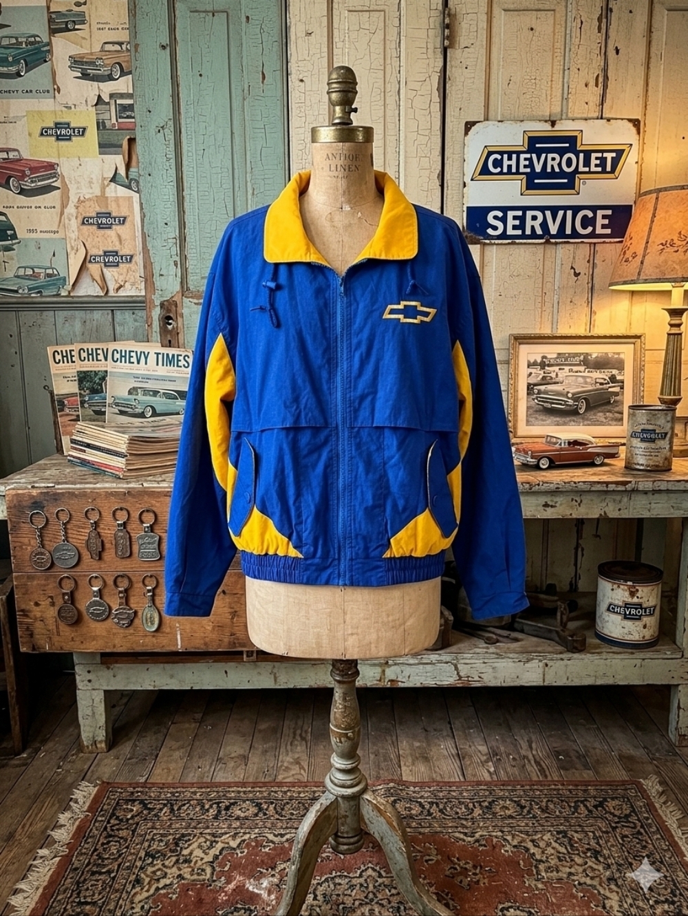 Vintage Choko Chevrolet Racing Jacket Blue Yellow | Men’s Retro Motorsport Coat